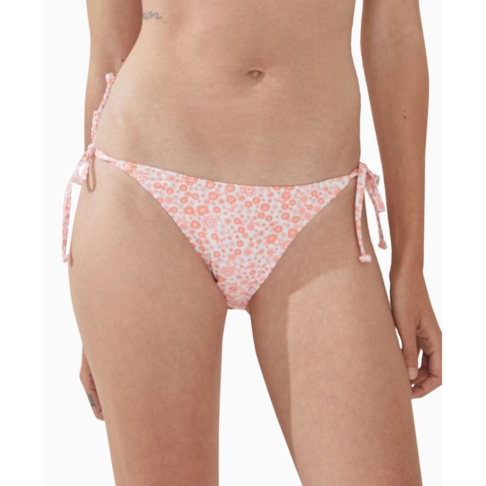 COTTON ON Women's Printed Side-Tie Brazilian Bikini Bottoms Floral XL 14235